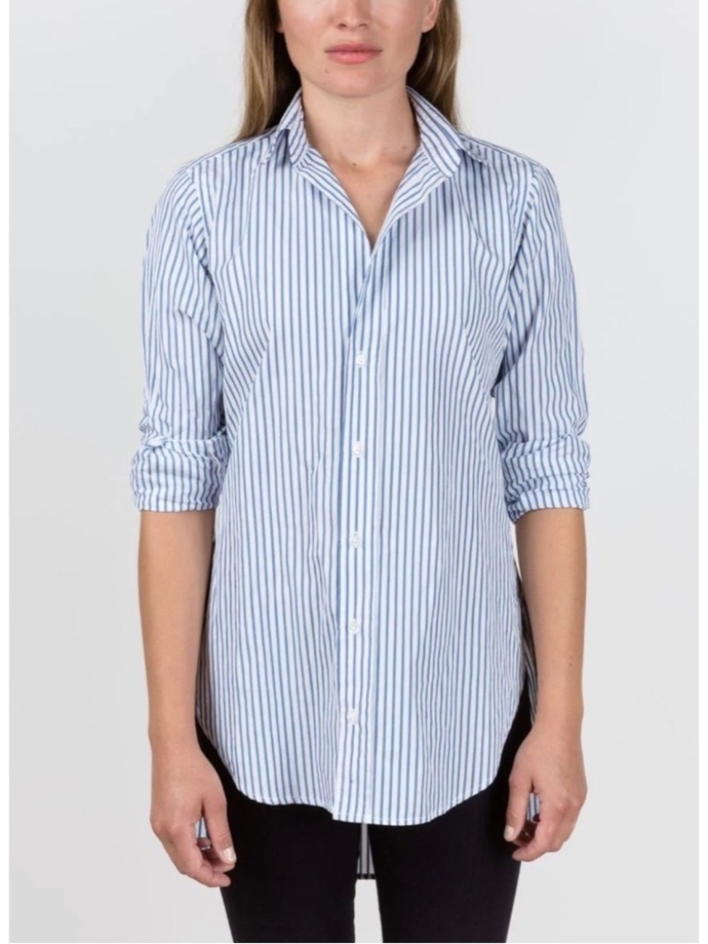 Frank & Eileen Grayson Striped Button Down Shirt Blue White Cotton Size S